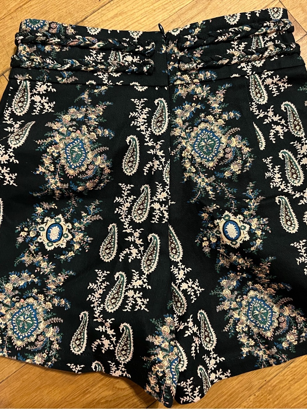 Black Paisley Floral High-Waist Shorts